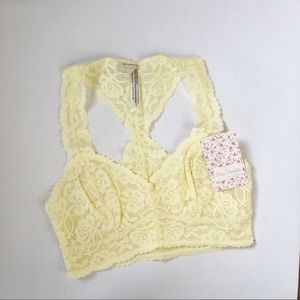 Free People Galloon Lace Yellow Racerback Bra XS